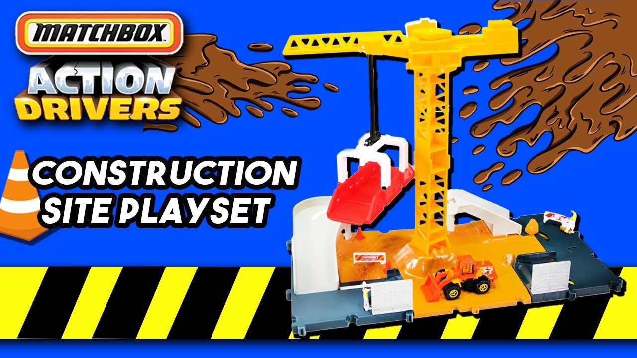 2022 Matchbox Action Drivers Construction Site Playset -- Featuring a Foot Tall Articulating Crane!