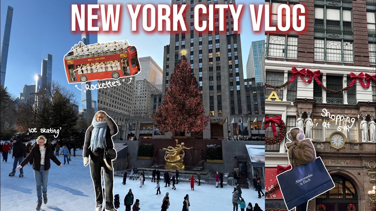 VLOG / Weihnachten in NYC 🇺🇸 Schlittschuhlaufen, Weihnachtsmärkte & Shoppinghaul