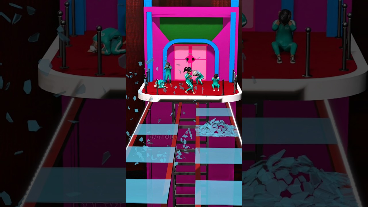 How to cross the GLASS BRIDGE in SQUID GAME #shorts #babyduck