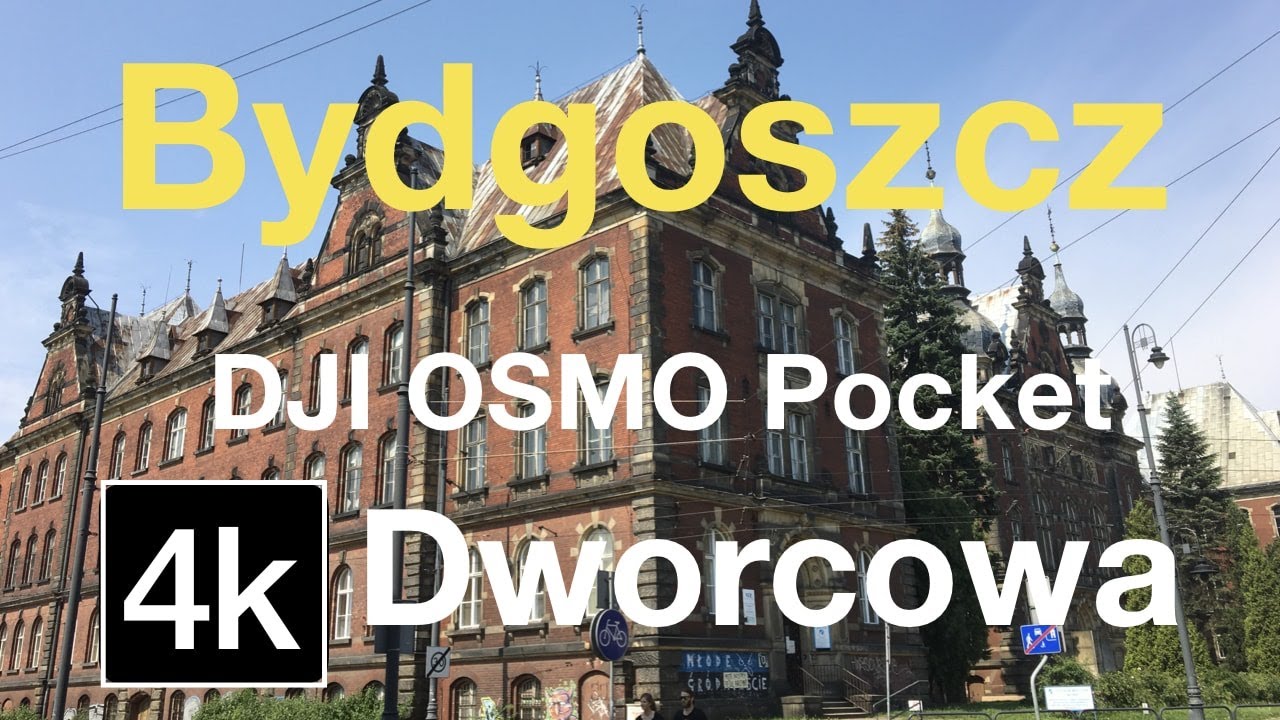 Walking tour on Bydgoszcz street Dworcowa view 4k