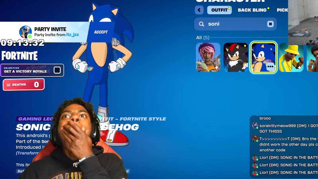 iShowSpeed Reacts To The Sonic Fortnite Skin