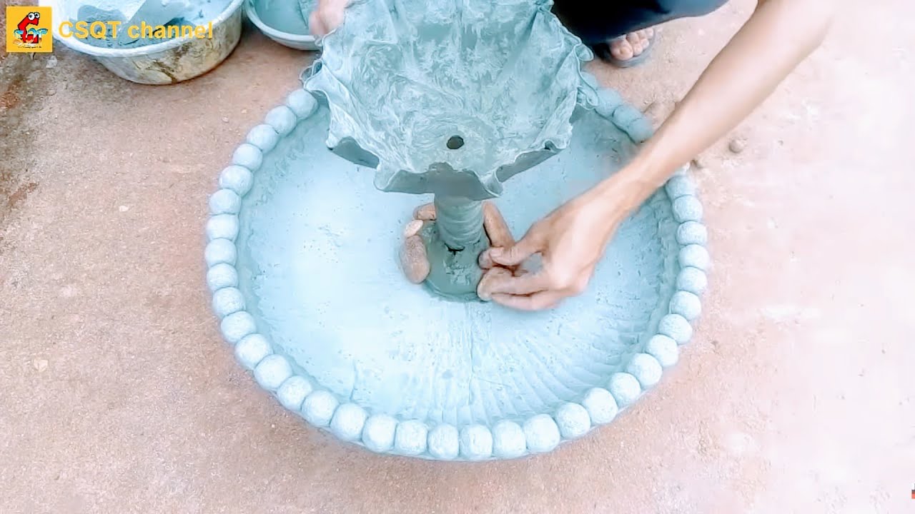 DIY flower pot with cement at home // flower pot combined with fish tank
