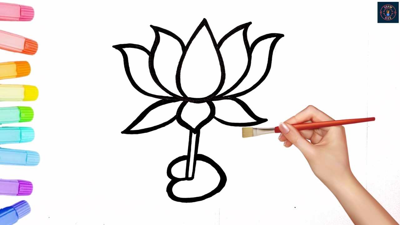 Easy Lotus Drawing | Step by Step Art Tutorial