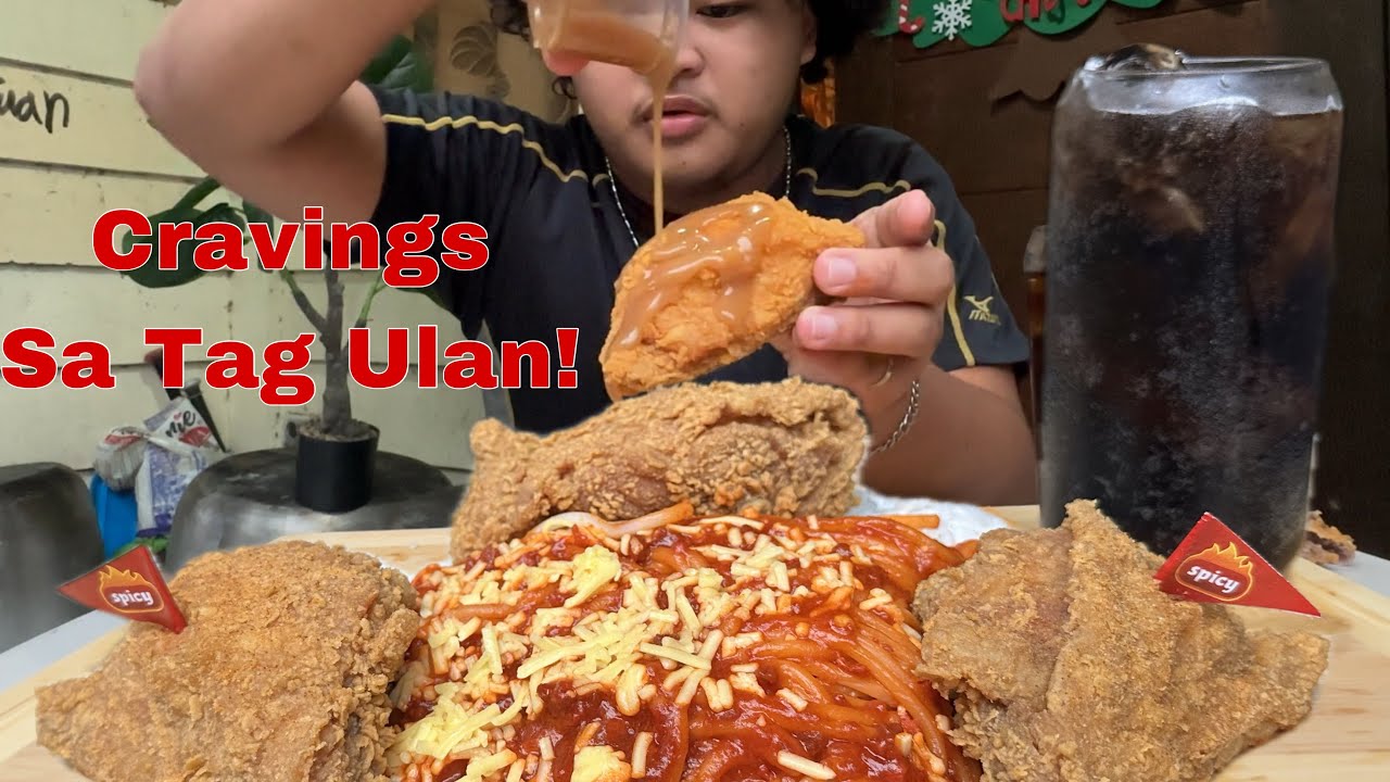 CHICKENJOY AND JOLLISPAGHETTI! CRAVINGS SA TAG-ULAN! PINOY MUKBANG W/ JUST LAFAM!