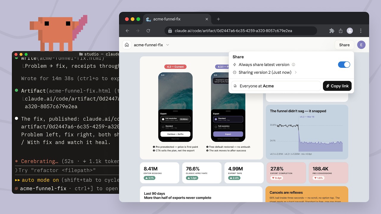 Artifacts in Claude Code: share your work as it happens