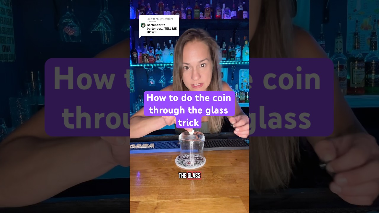 how to do the coin through the glass trick #magictricks #bartender #bartrick