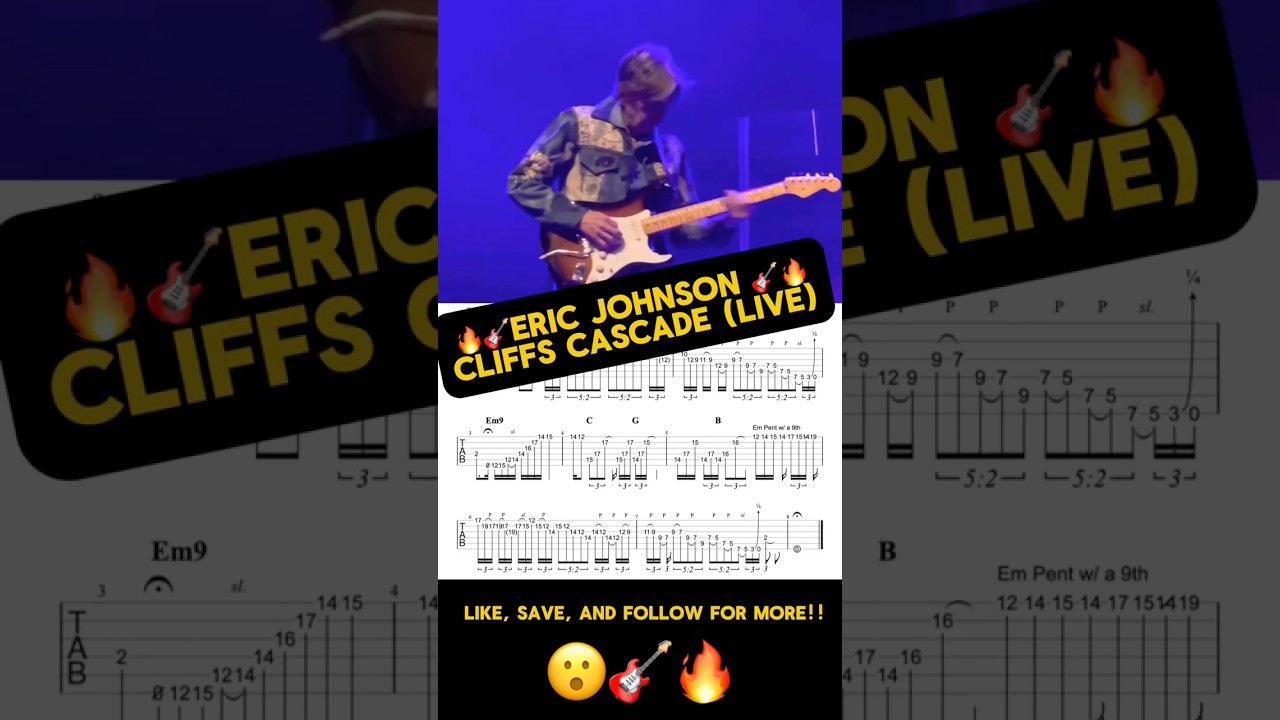 Eric Johnson Cliffs of Dover Live Pentatonic Cascade with Guitar Tabs! 