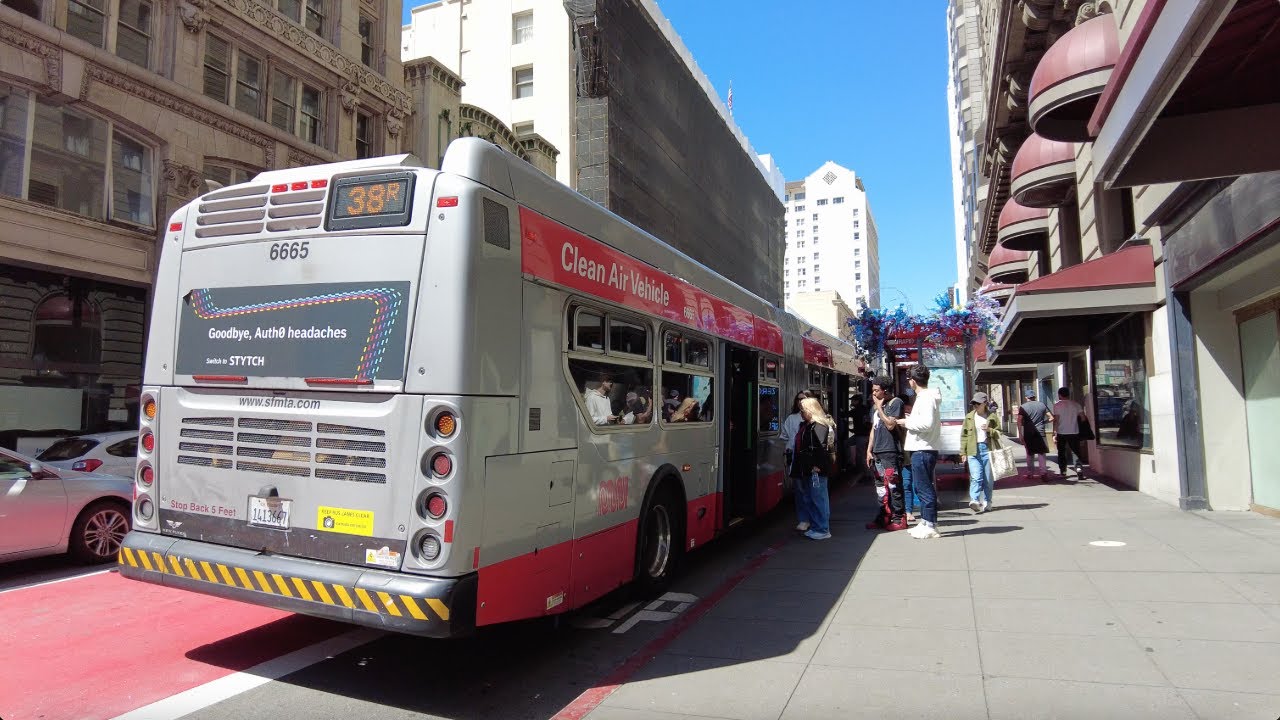 [4K] Riding MUNI 38R Geary (San Francisco, California, USA)