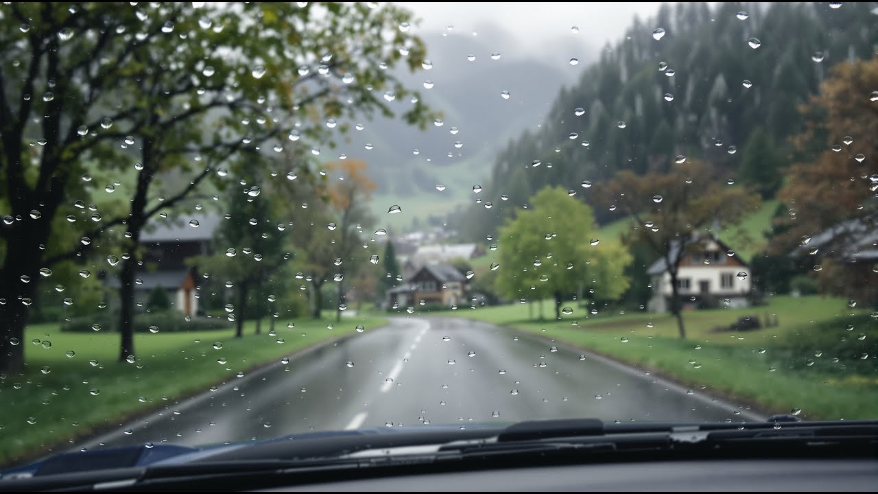【4K】Driving through the light rain to a quiet and peaceful mountain village town  4K