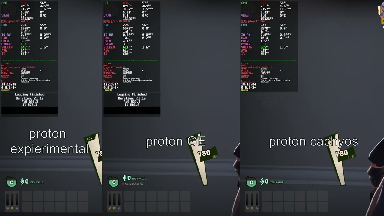 CachyOS Proton vs Steam Experimental Proton vs GE Proton