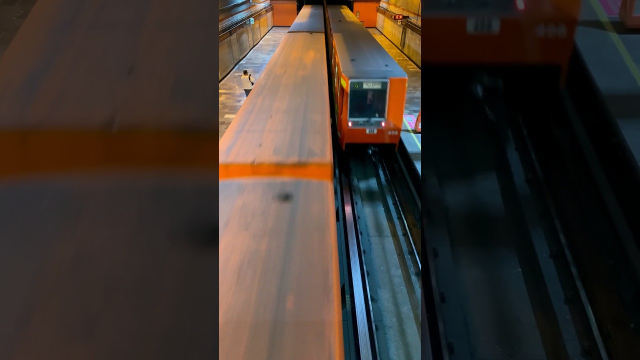 Dos NM-83B saliendo y entrando a la estaci&oacute;n Patriotismo de la L&iacute;nea 9 del Metro de la CDMX.