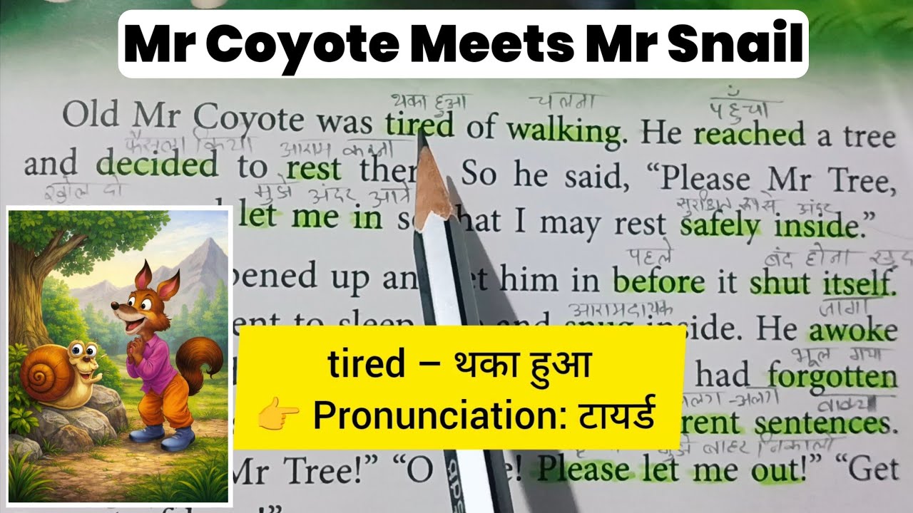 Old Mr Coyote and the Magic Tree | English Story with Hard Words Meaning & Pronunciation