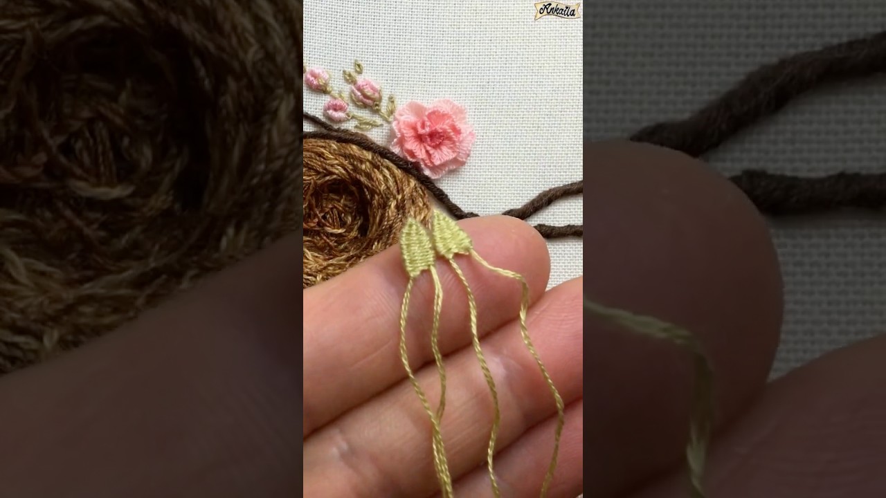 A New Idea for 3D Embroidery: Woven Picot Stitch Leaves &ndash; Weave First, Then Add to Your Project