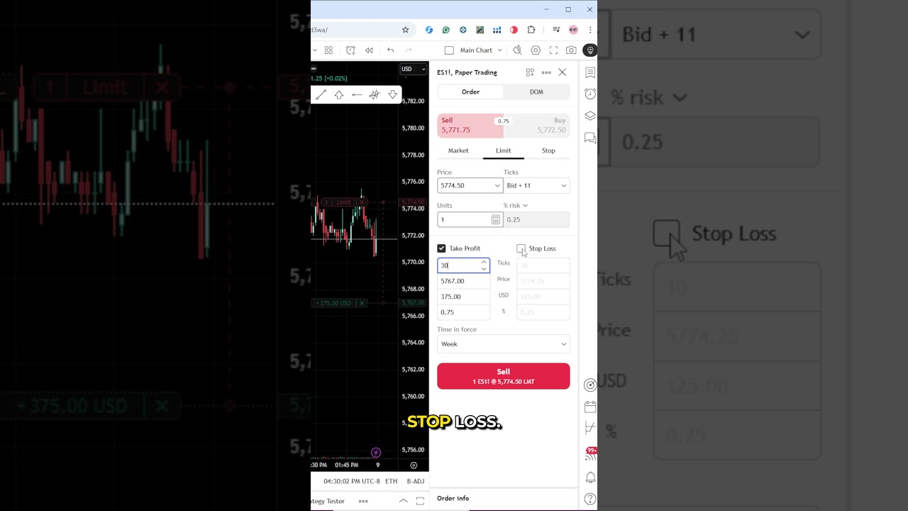 TradingView: Как разместить лимитный ордер #торговля #tradingview #limitorder