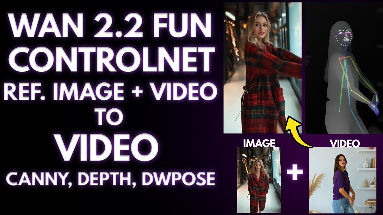 NEW! Wan 2.2 Fun ControlNet in ComfyUI &ndash; Canny, Depth & Pose With Reference Image and Video-to-Video