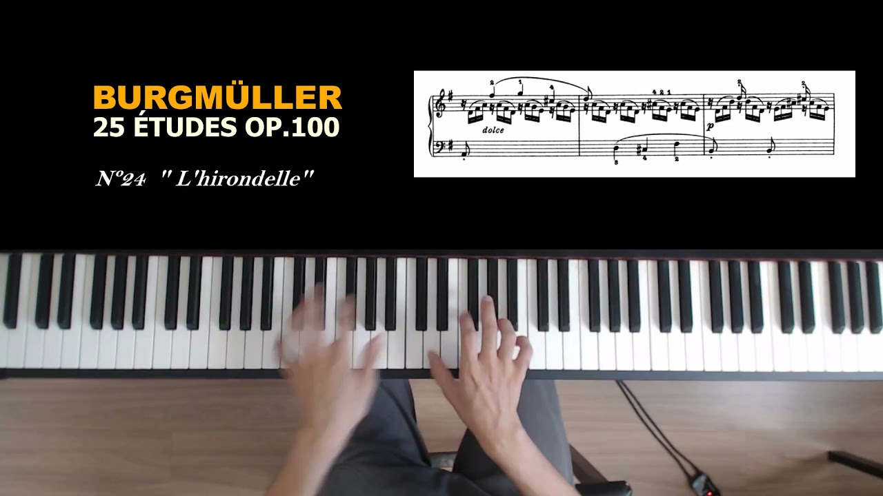 Burgmuller Op.100, Piano Etude #24: L'hirondelle (The swallow) + sheet music
