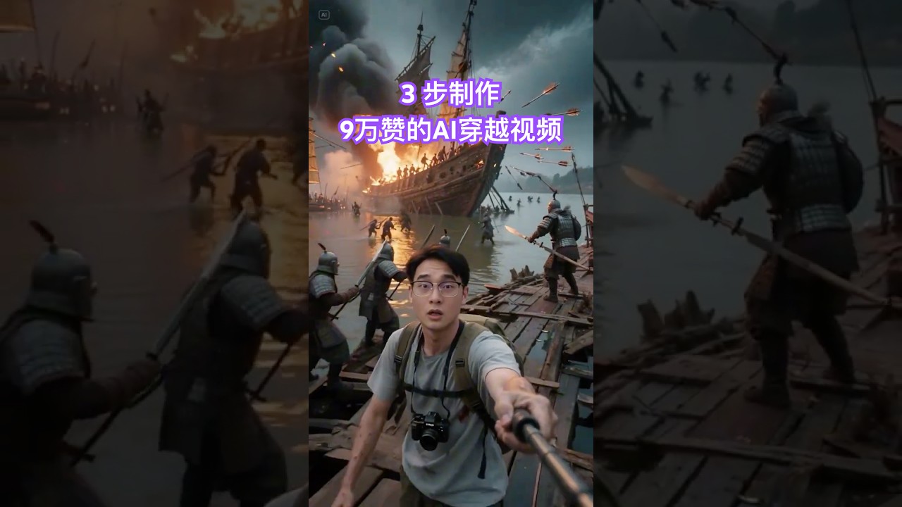 3 步制作9万赞的AI穿越视频  #aiteacher  #ai  #aivideo #shorts #lumafusion  #AI短视频 #教学 #modify #AI穿越
