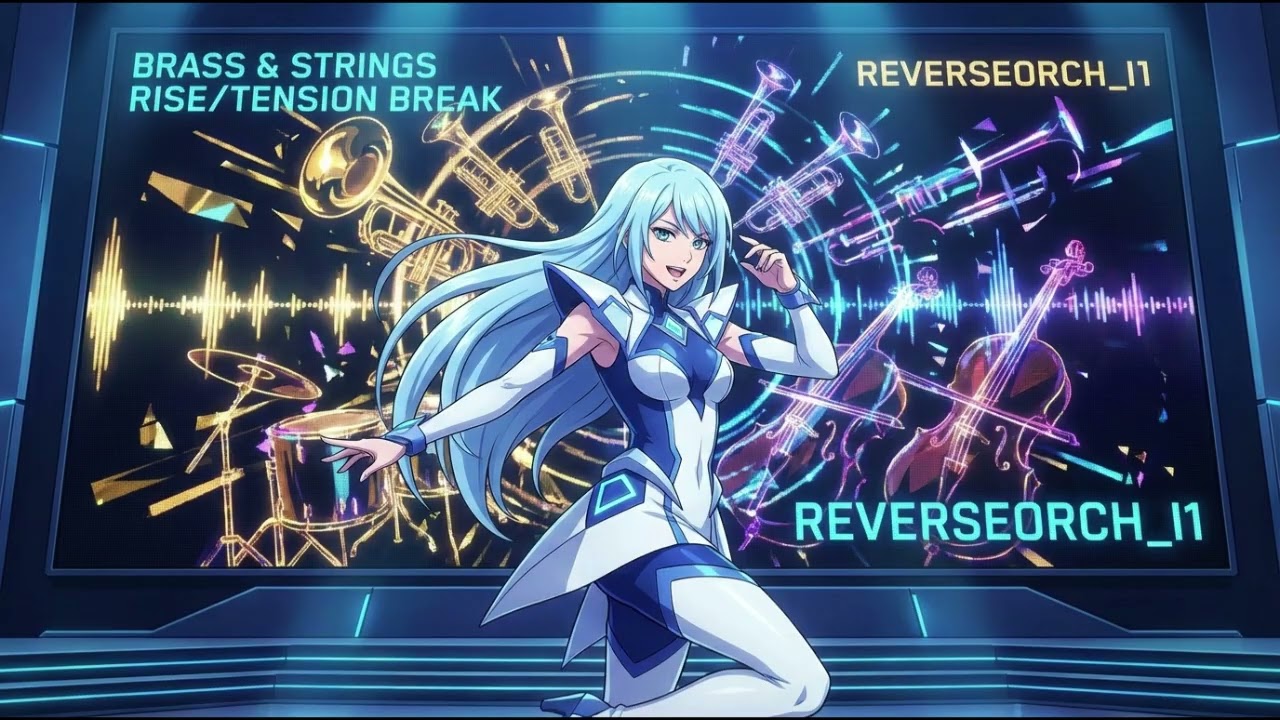 TUNEEvsPROD　reverseorch_i1？　intense orchestral arrangement with rhythmic percussion,