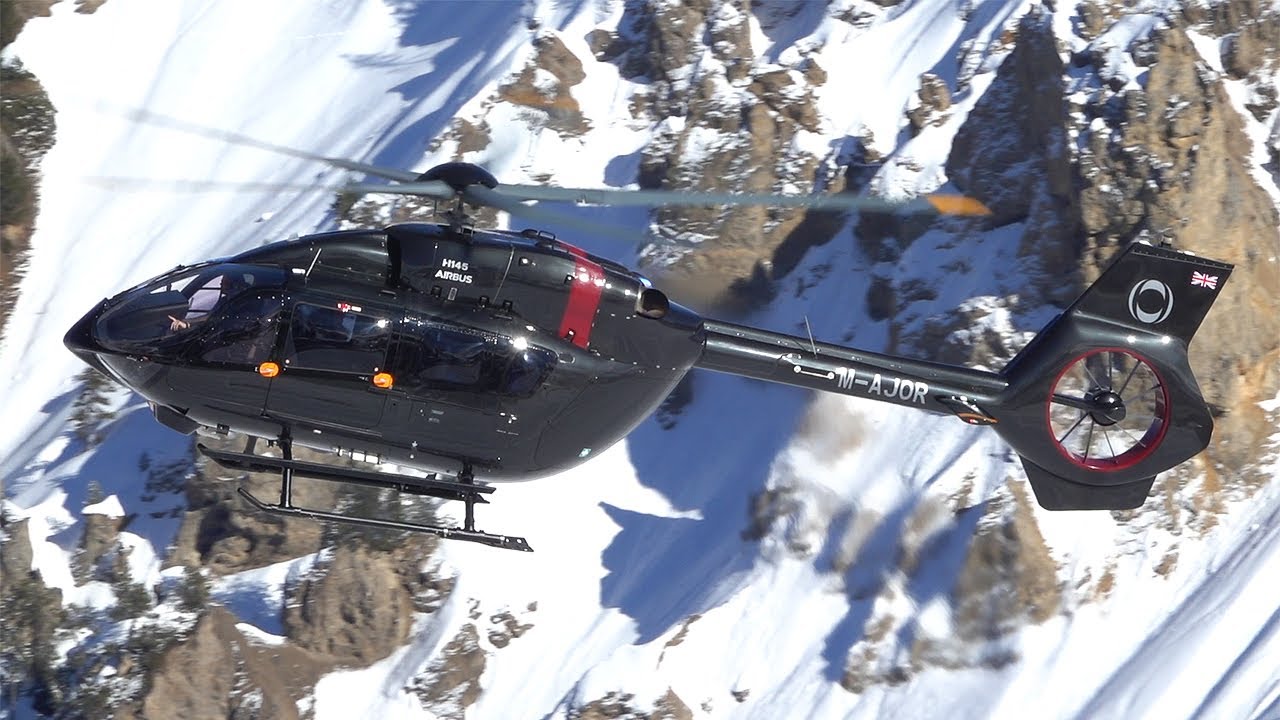 New 5 blades rotor Airbus Helicopters H145 D3 landing & takeoff at Courchevel | #helicopter