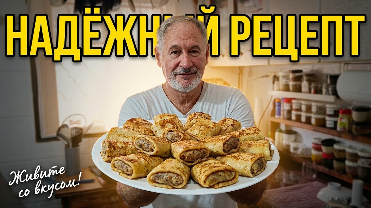 Блинчики с мясом. Надёжный, проверенный рецепт!
