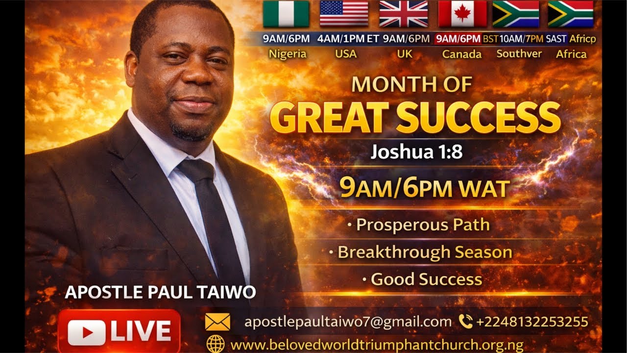 First Sunday Service | Month Of Great Success | Joshua 1:8