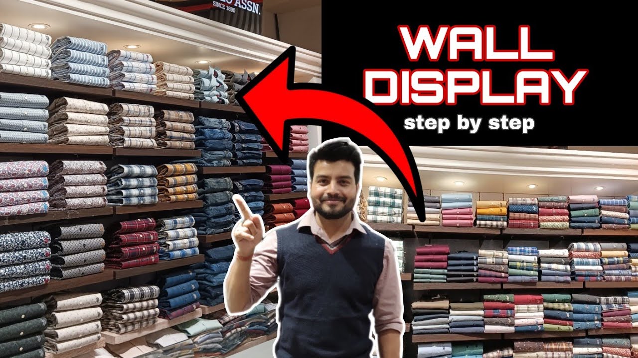 How to fold shirt for display । Display with colour blocking । Wall display । Jeans folding style