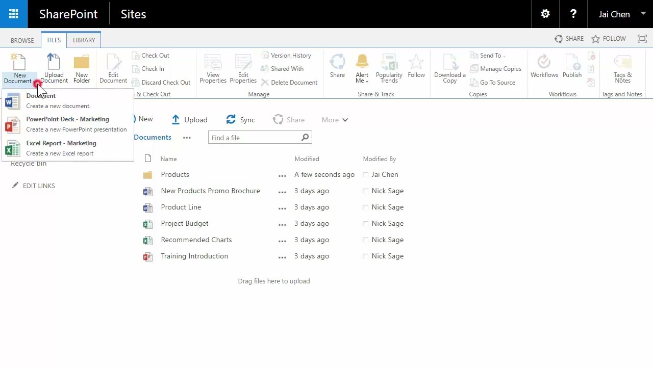 Create a file or folder in SharePoint
