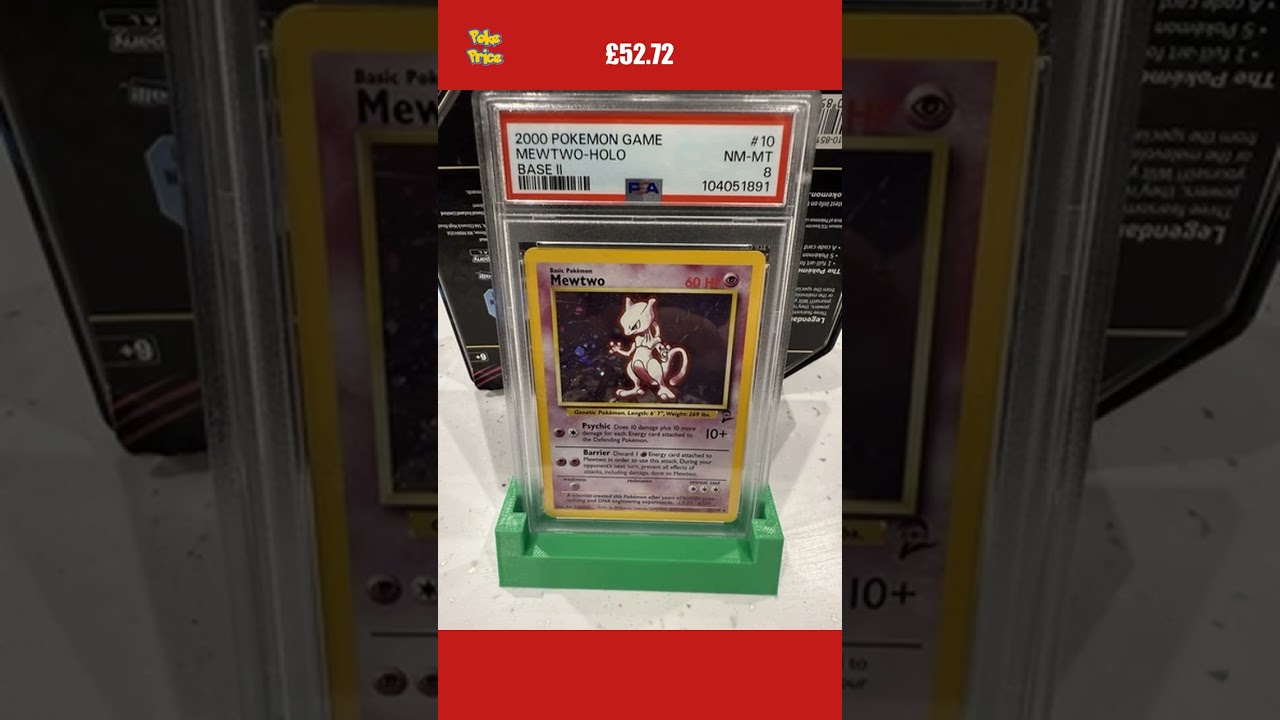 Mewtwo 10/130 PSA 8 Base Set 2 NM-MT Graded Holo vintage - Pokemon tcg Card