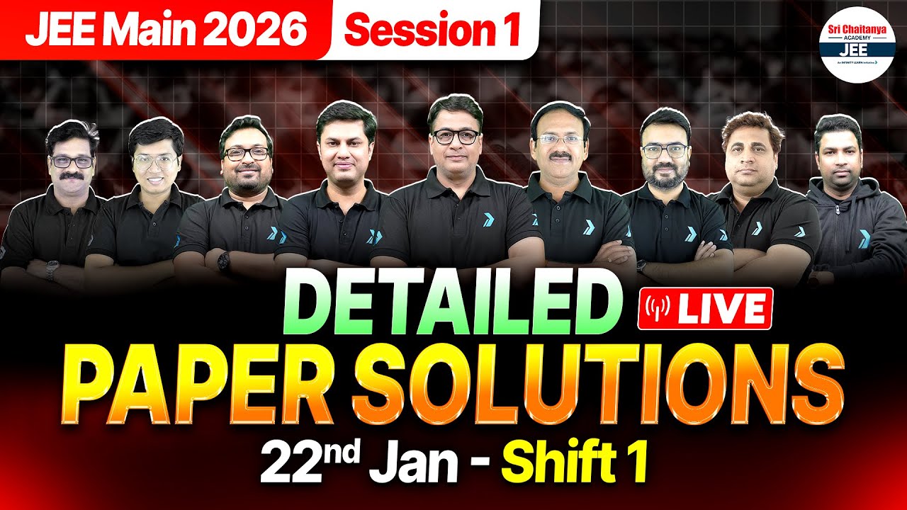 🔴JEE Mains 22nd Jan Shift 1 Paper Solution | JEE Mains 2026 Question Paper Analysis & Cutoff 2026