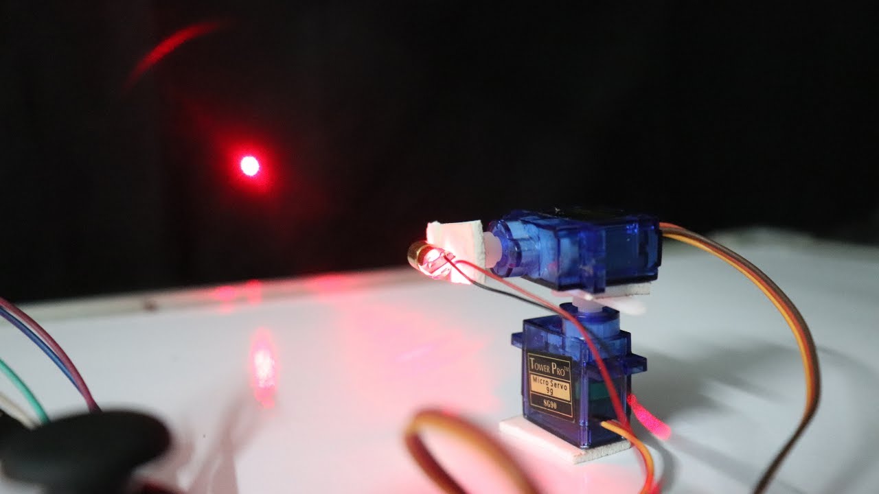 Laser pointer controller using joystick and servo motor