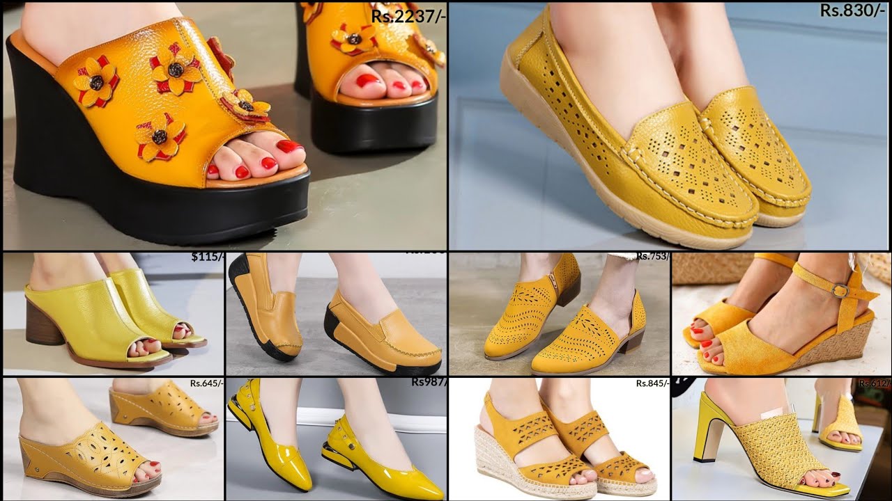 BALLY BABES💛 UNBELIEVABLE YELLOW FOOTWEAR COLLECTION UNLIMITED YELLOW SANDALS DESIGN 2021 WITH PRIC