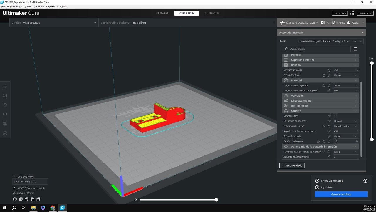 Impresión 3D de Conveyor con Solidworks - Ultimaker Cura