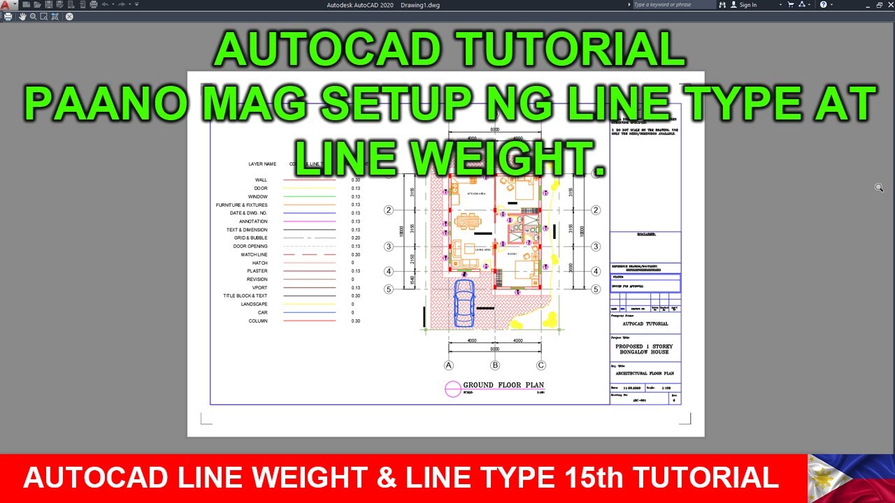 AUTOCAD LINE WEIGHT & LINE TYPE 15th TUTORIAL