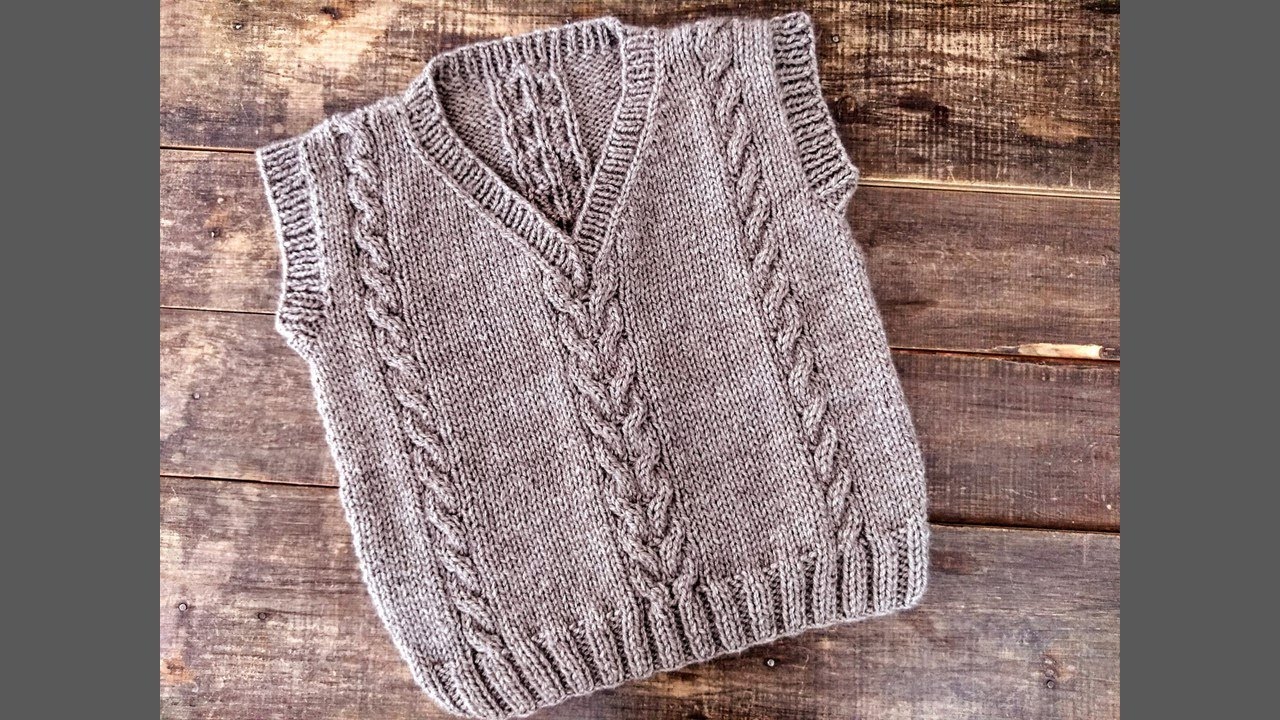 Chaleco a dos agujas para hombre, tres tallas ¡Paso a paso!!