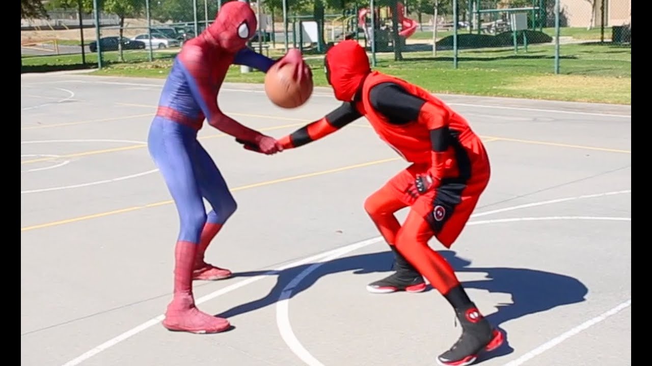 Spiderman vs Deadpool (scene via Spiderman Basketball Ep 6)