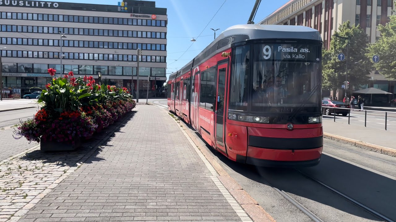 Helsinki Tram Network: MLNRV I/II/III Tram Lines 1, 3, 6, 7, 9 at Hakaniemi