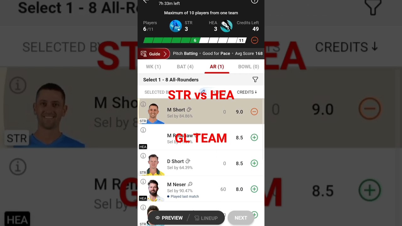 STR vs HEA Dream11 Prediction | STR vs HEA Dream11 Prediction Today Match | STR vs HEA #msdhoni