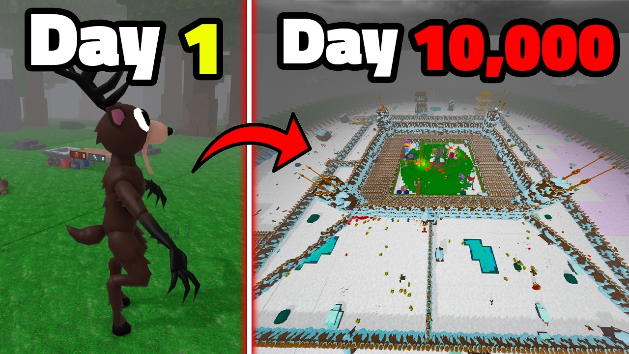 I Survived 10,000 Days to Build the LARGEST Base in 99 Nights in the Forest