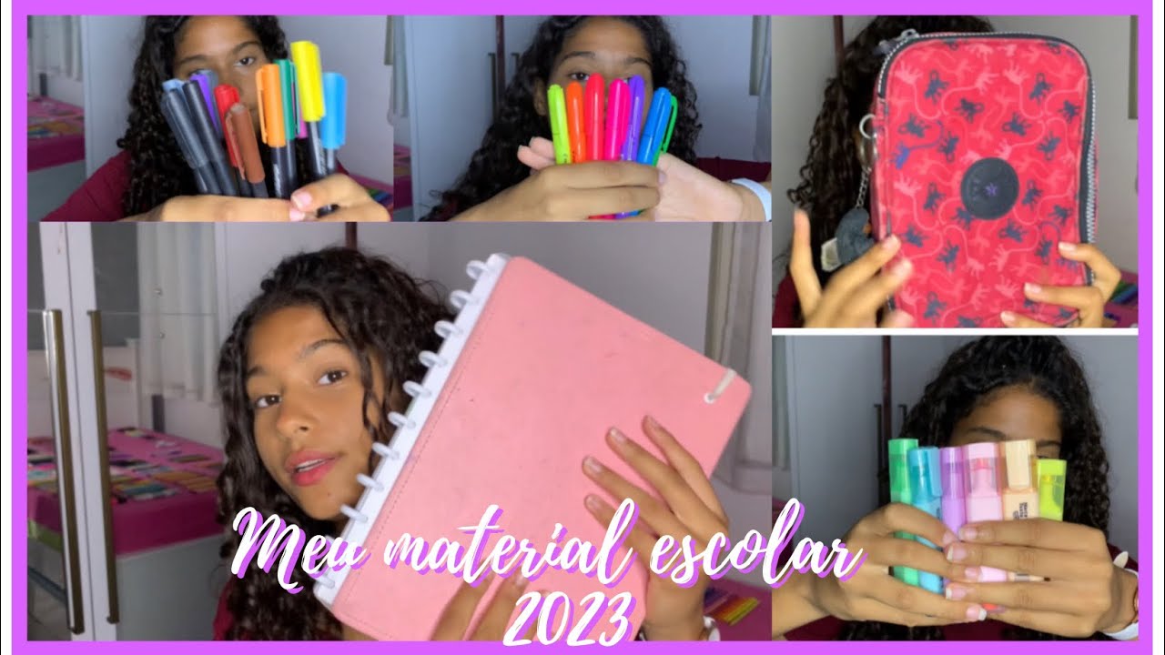 MEU MATERIAL ESCOLAR 2023 📚❤️| Canetas, brush pen, caderno inteligente…