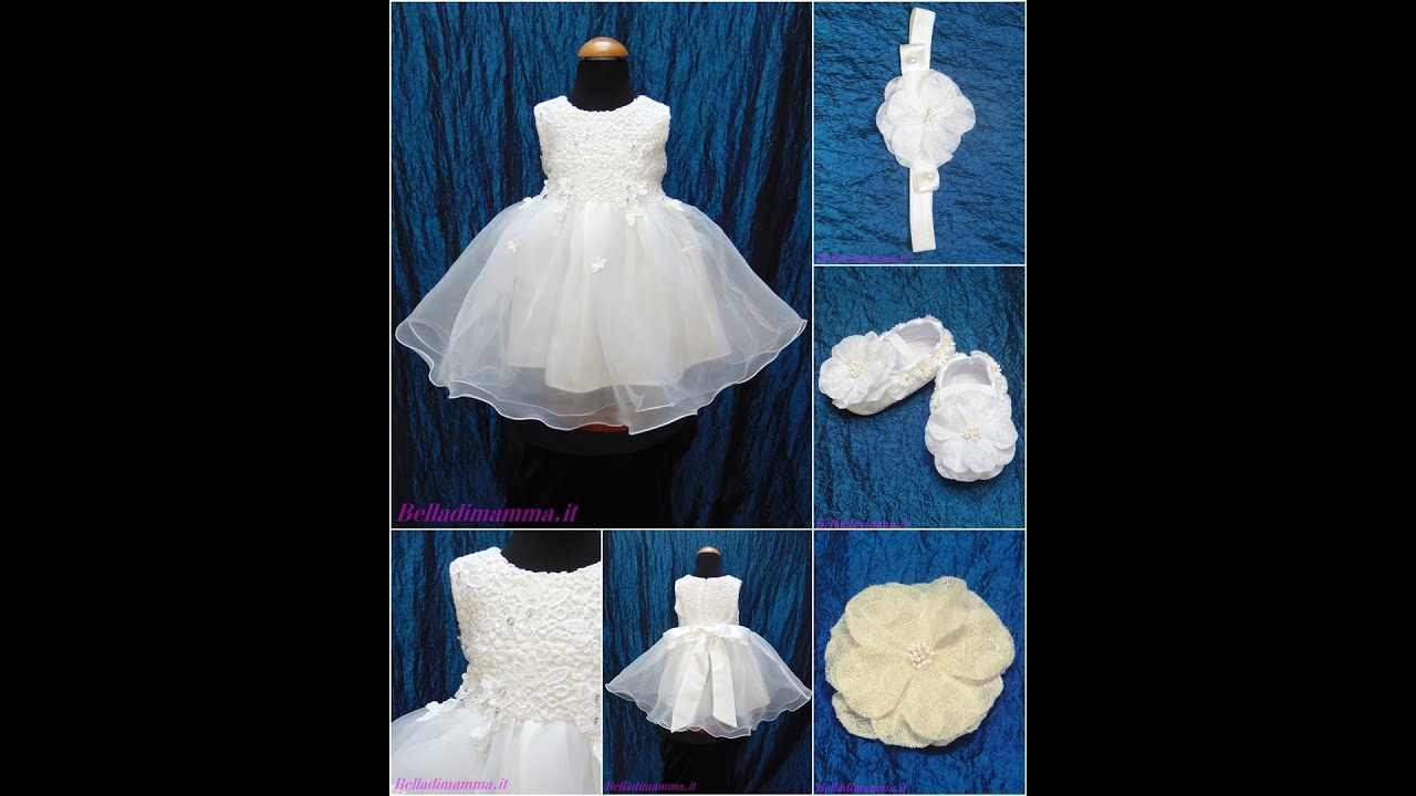 Abito Battesimo Bimba con fascia, scarpine e spilla BellaDiMamma.it
