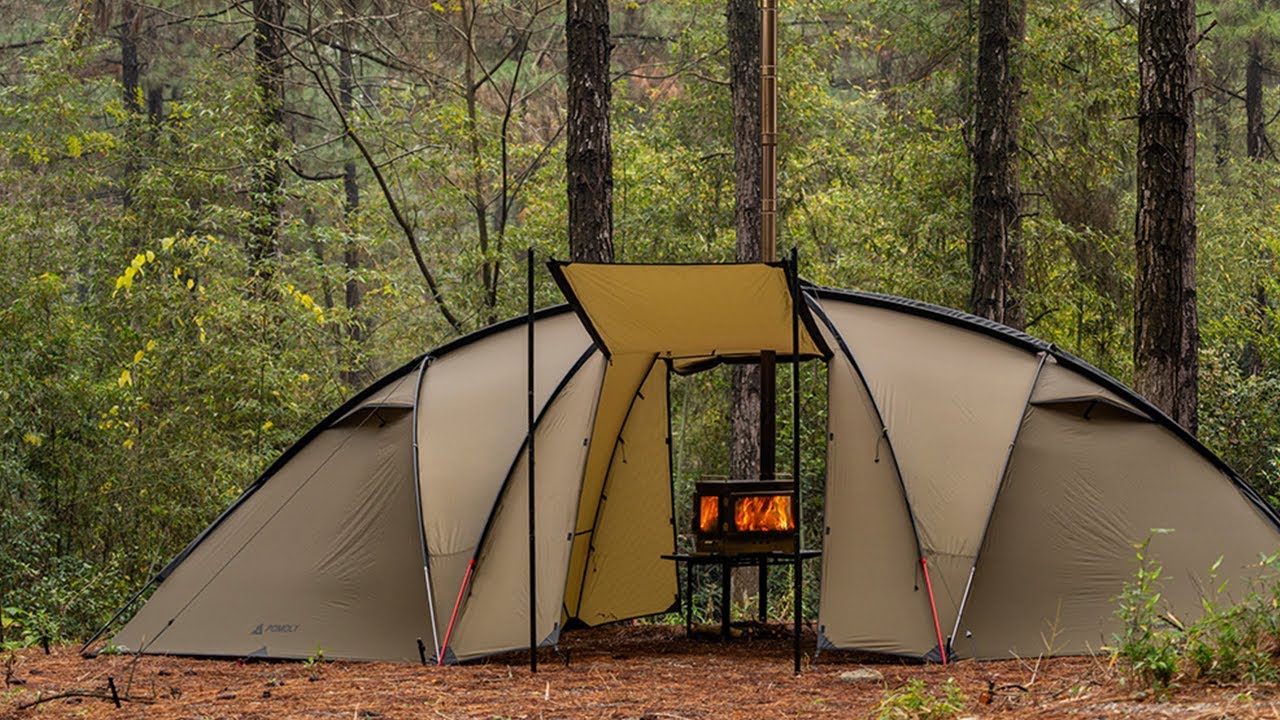 How We Stay Warm in the Forest | POMOLY Hot Tent and Wood Stove Full Setup