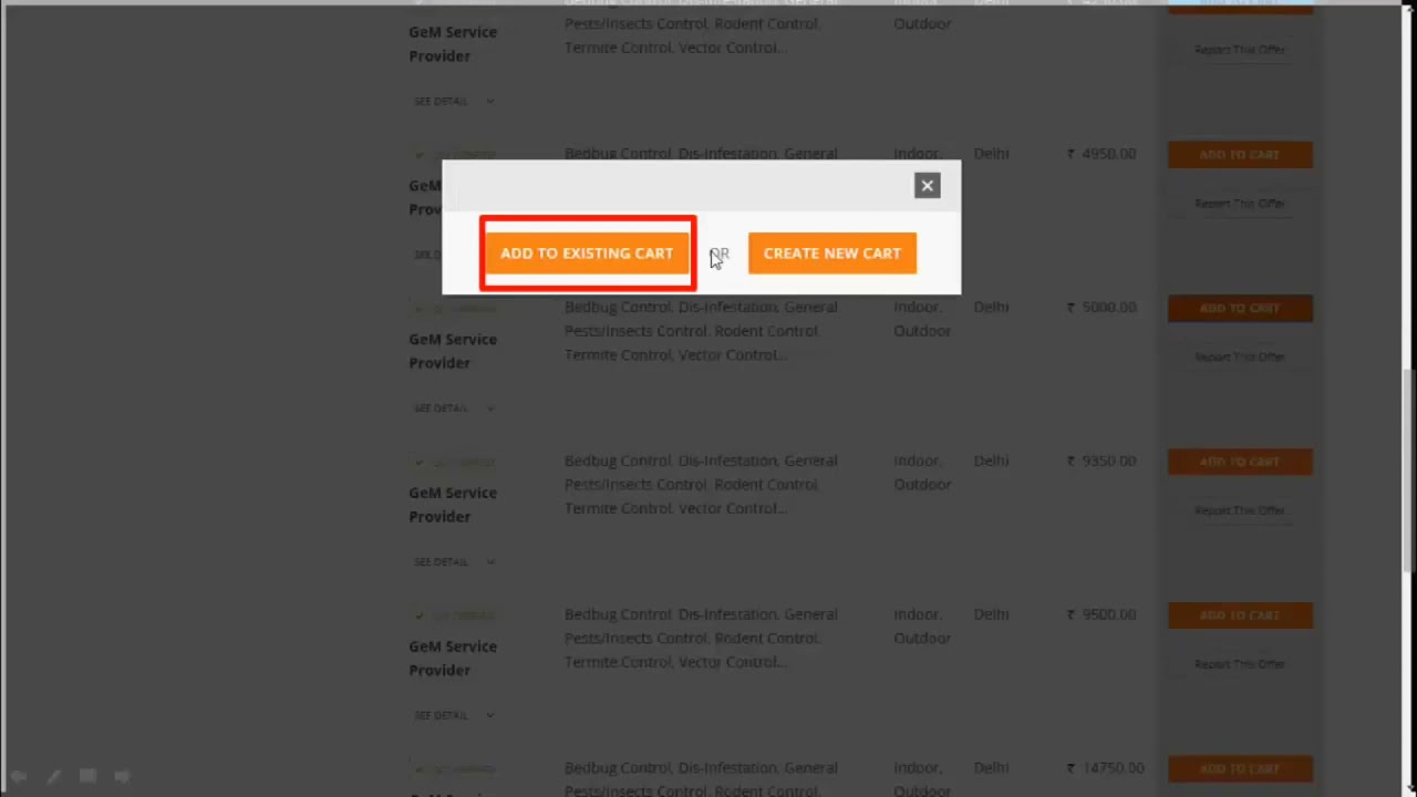How to Buyer Create Bunch Bid  for Services on GeM