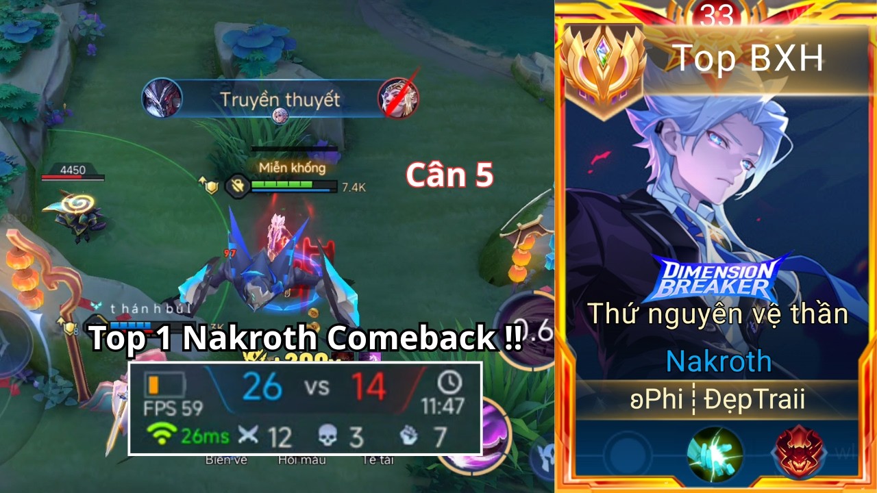 Top 1 Nakroth Comeback Múa Nakroth Cân 5 lả Lướt Leo Rank Chiến Tướng Và Top Việt Nam Cực Mãn Nhãn