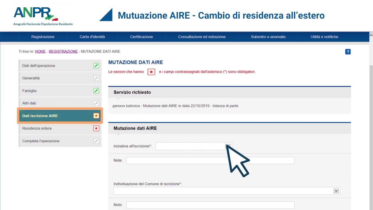 08 AIRE    Cambio di residenza all estero per un singolo cittadino o per famiglia AIRE