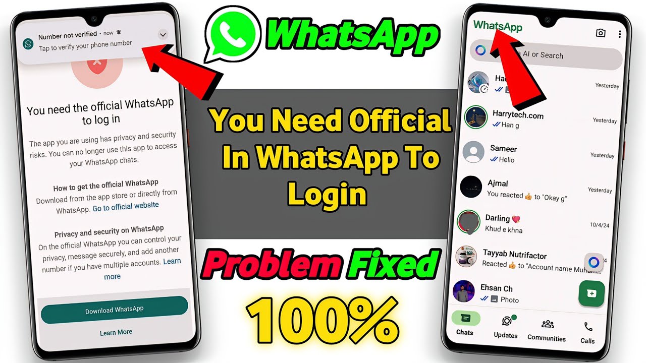 How To Fix You Need Official WhatsApp To Login Problem (2024) | Number Not Verified | Unban WhatsApp