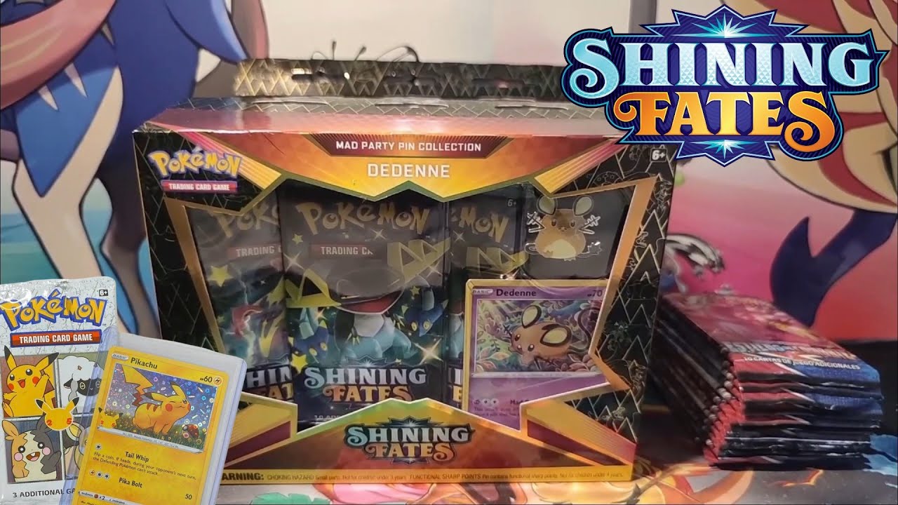 APERTURA POKEMON SHINING FATES - MAD PARTY PIN COLLECTION (Dedenne, Bunnelby, Mr Rime y polteageist)