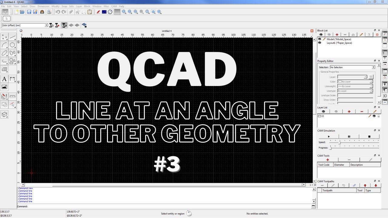 QCAD Line at an angle to other geometry