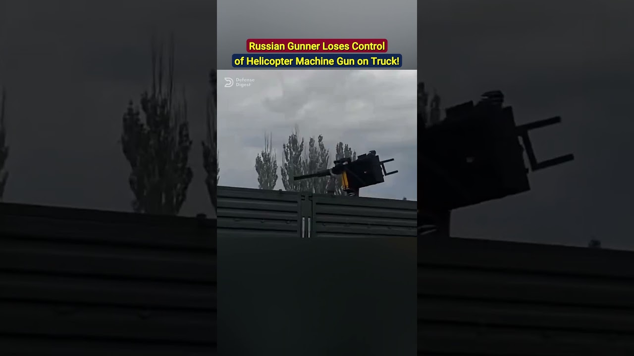Russian Gunner Loses Control of YakB-12.7 Helicopter Gun on Truck!
