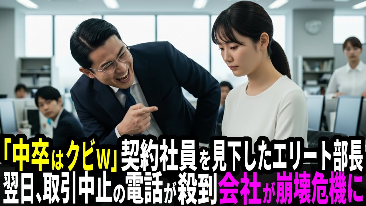 「中卒はクビｗ」契約社員を見下したエリート部長。 翌日、取引停止の電話が殺到し会社が倒産危機に