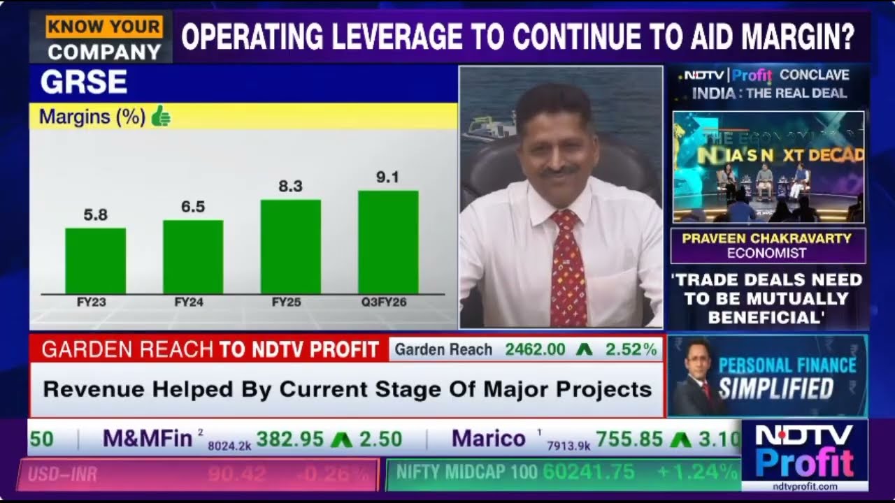 Cmde PR Hari, IN (Retd.), CMD, GRSE in conversation with NDTV Profit on 09 Feb 2026